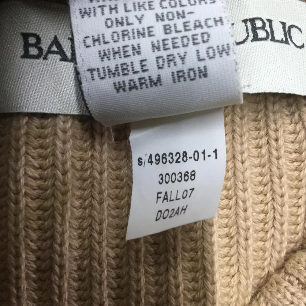 Banana Republic Sweater Mens 2XL Beige Henley Mock Neck Suede Elbow Patches Knit